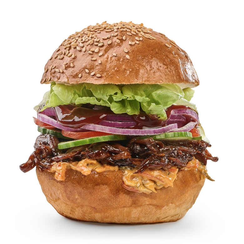 Бургер с рваной телятиной 